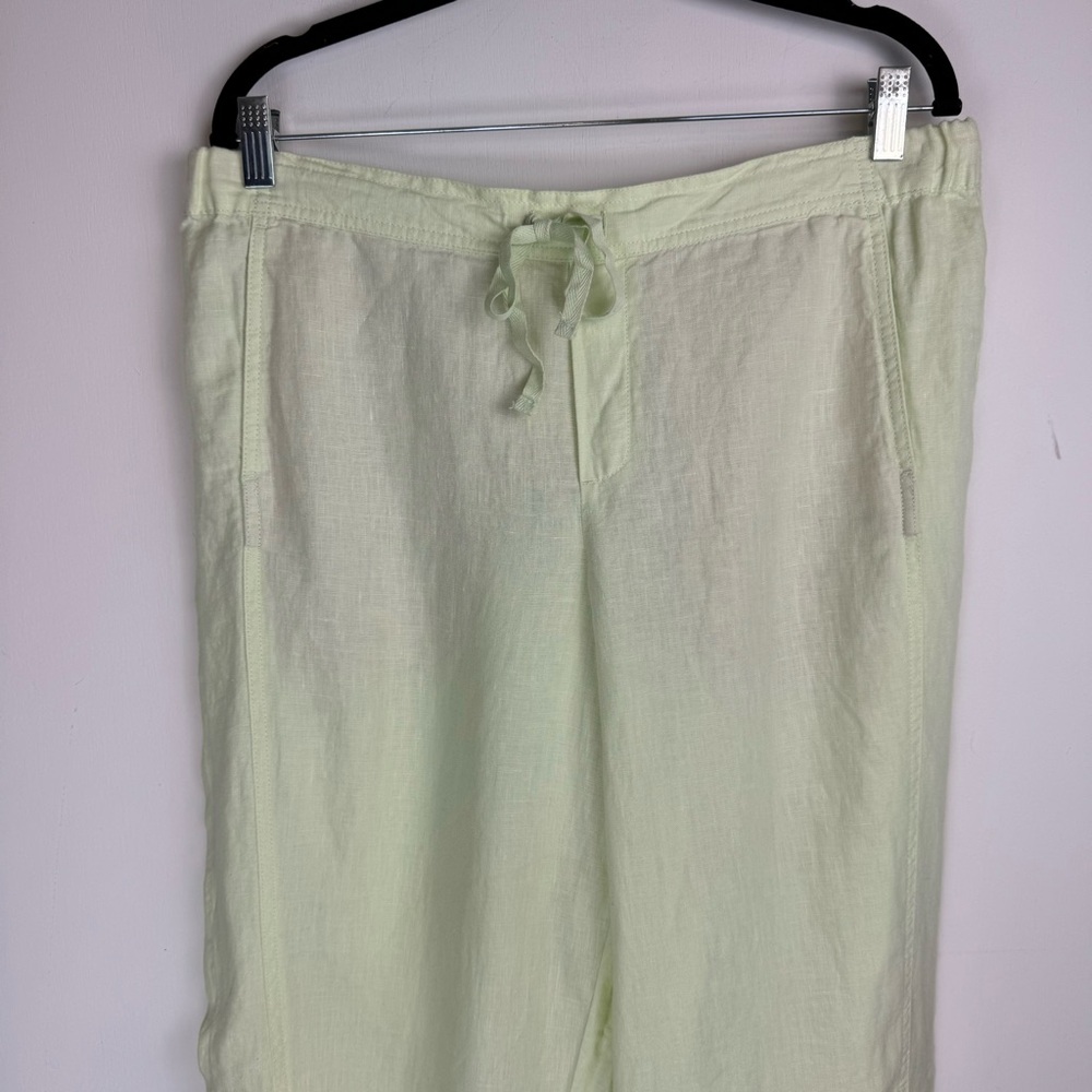 NWT J.Jill Love Linen Relaxed Pants Sz Large Lemon Lime Cuffed Hem - Picture 3 of 13